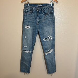 Grlfrnd Karolina Blue Distressed Ankle Jeans